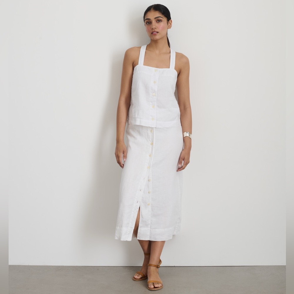 Alex Mill Zoe Button Front Linen Midi Skirt